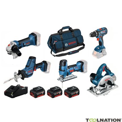 Bosch Blauw 5 Tool Kit 18V - 5 machines + 3 x accu 18V 4.0Ah Li-Ion Comboset 0615990L59 - 1