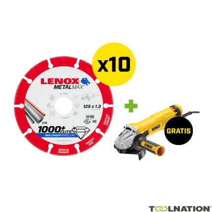 Lenox 2030866PROMO 10 x Diamant Metaalzaagblad 125 mm Asgat 22,23 mm + gratis Dewalt DWE4207-QS haakse slijper - 1