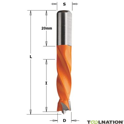 CMT 306.080.11 Drevelboor HM 8 x 8 x 55,5 mm Rechts - 1