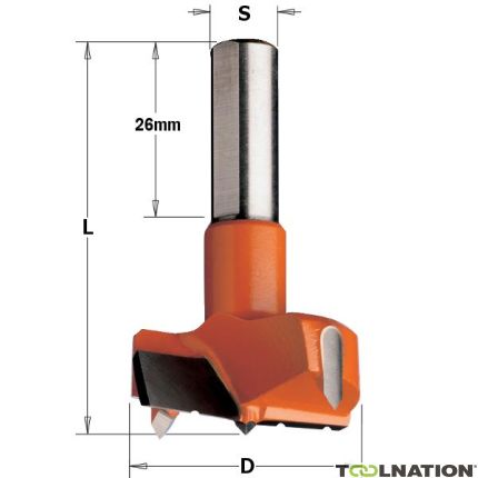 CMT 369.400.11C Cylinderkopboor met spaanbreker 40mm, schacht 10x26, rechts - 1