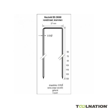 Haubold 503614 Niet BS29000-100 CNK Beitelpunt Verzinkt 12mµ 1.600 stuks - 1