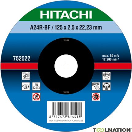 Hitachi 752512 A24R Doorslijpschijf voor metaal 125 x 2,5 x 22,23 mm per 25 stuks - 1