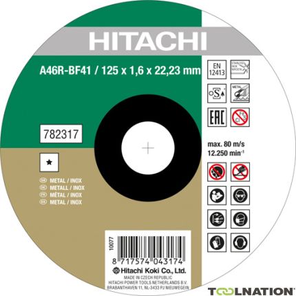 Hitachi 782317-25 A46R-BF41 Doorslijpschijf voor RVS/metaal 125 x 1,6 x 22,23 mm per 25 stuks - 1