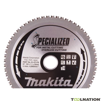 Makita B-47058 Cirkelzaagblad RVS/Staal Specialized 150x20x1,1 60T 0° - 1