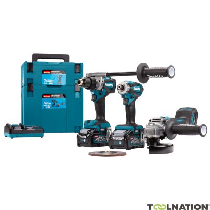 Makita DK0125G301 Combiset 40V Max 4,0Ah Li-Ion - DF001G accuboor + TD001G slagschroever + GA005G slijper in MBox - 1