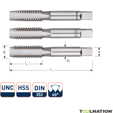 Rotec 307.0036 HSS Handtappenset 3-dlg DIN 352 UNC 1.1/4-7 - 1