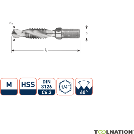 Rotec 316.0800 HSS Combi-boortap-bit 1/4 M8 x 1,25 - 1