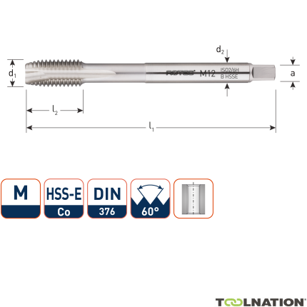 Rotec 321.2200B HSS-E OPTI-LINE machinetap DL DIN 376B M22x2,5 - 1