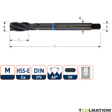 Rotec 331.2000C HSS-E INOX machinetap BL DIN 376C/40° M20x2,5 VAP - 1