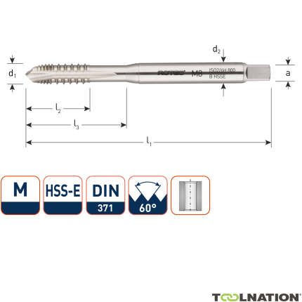 Rotec 333.0300 HSS-E UNI machinetap DL DIN 371B M 3x0,5/onderbroken draad - 1