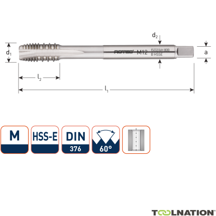 Rotec 333.2000 HSS-E UNI machinetap DL DIN 371B M20x2,5/onderbroken draad - 1