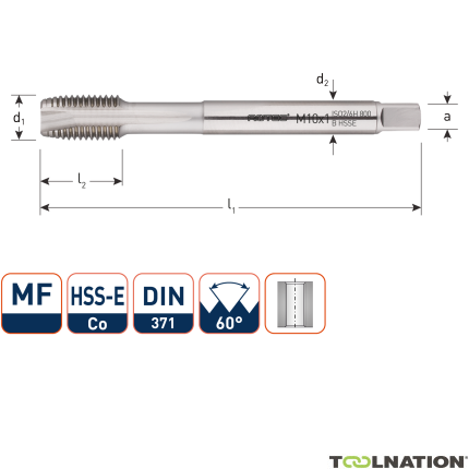 Rotec 335.0810 HSS-E 800 machinetap DL DIN 371B MF 8x1,0 - 1