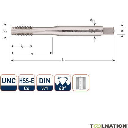 Rotec 338.0050 HSSE 800 M.Tap UNC No. 5-40 - 1