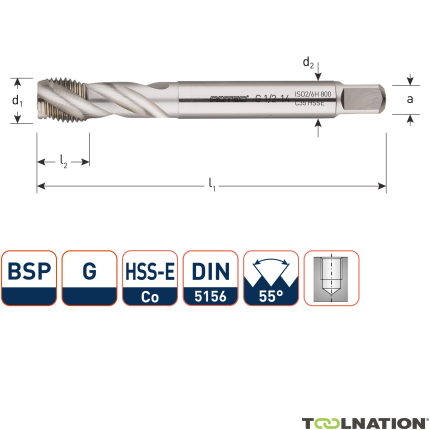 Rotec 341.0375C HSSE 800 M.Tap /35° BSP G 3/8-19 - 1