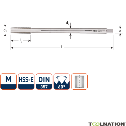 Rotec 350.0800 HSS M.Tap DIN 357 M 8 x 1,25 - 1