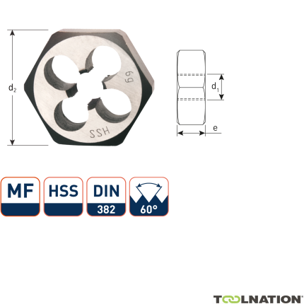 Rotec 371.2415 HSS Zeskante Snijmoeren DIN 382 MF24x1,5 - 1