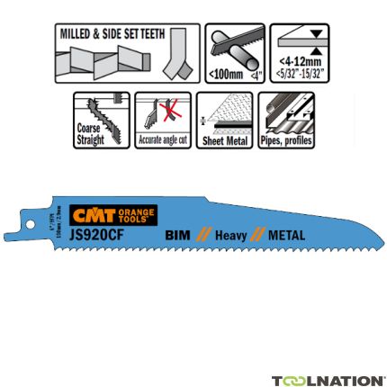 CMT JS920CF-5 JS920CF Reciprozaagbladen 5 stuks Bi-metaal 150mm x 1, 6 x 9TPI Toepassing: Dikke metaal plaat (4-12mm), massieve buizen en profielen, holle buizen, gevaarlijke sloopwerken. - 1