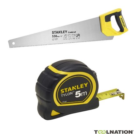 Stanley STHT1-20352SB Handzaag Tradecut Universal 550mm + 0-30-697 Rolbandmaat Tylon 5m - 19mm - 1