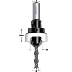 CMT 521.312.11A Verzinker met diepte instelling rechts 12mm, schacht 8mm, D3: 3mm