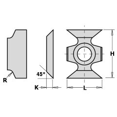 CMT 790.163.00 HW wisselmes Profiel 16 x 22 x 5 mm Radius 3 10 stuks