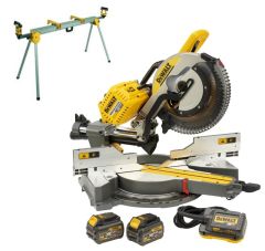 DeWalt DHS780T2A-QW-DE7023 DHS780T2A-QW FlexVolt 54V en 230V Accu Afkort-,verstekzaagmachine 6.0Ah 305 mm + DE7023 onderstel