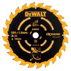 DeWalt DT1669-QZ DT1669 HM cirkelzaagblad 184 x 16 x 24T voor hout/MDF