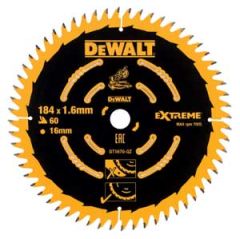 DeWalt DT1670-QZ DT1670 HM cirkelzaagblad 184 x 16 x 60T voor hout/MDF