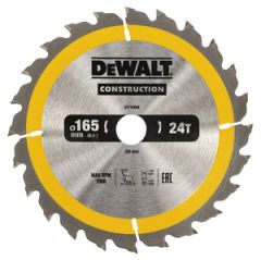 DeWalt DT1934-QZ Cirkelzaagblad 165 x 20 mm 24T ATB 10°