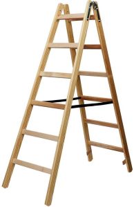 Brennenstuhl 1481060 Houten ladder 2x6 sporten Hoogte bok ladder 1,58m