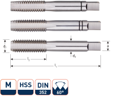 Rotec 300.3000 HSS Handtappenset 3-dlg DIN 352 metrisch M30x3,5