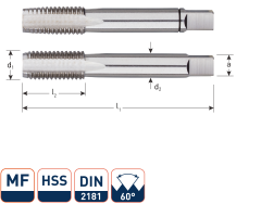 Rotec 305.1210 HSS Handtappenset 2-dlg DIN 2181 MF12x1,0