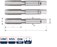 Rotec 307.0036 HSS Handtappenset 3-dlg DIN 352 UNC 1.1/4-7