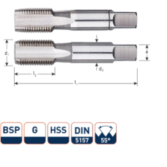 Rotec 310.0875 HSS Handtappenset 2-dlg DIN 5157 BSP G 7/8-14