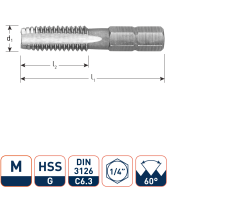 Rotec 317.0800 HSS Tap-bit 1/4 M8 x 1,25