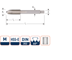 Rotec 328.1200 HSS-E machinetap DL DIN 352B M12x1,75