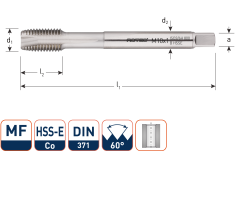 Rotec 335.1012 HSS-E 800 machinetap DL DIN 371B MF10x1,25