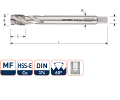 Rotec 335.1212C HSS-E 800 machinetap BL DIN 374C/40° MF12x1,25