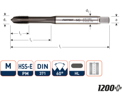 Rotec 336.0300 HSS-E PM 1200+ machinetap DL DIN 371B M 3x0,5