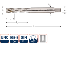 Rotec 338.0180C HSSE 800 M.Tap /35° UNC 3/8-16 Blind