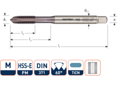 Rotec 347.1000 HSSE-PM 1400 Machinetap DIN 371C M10 TiCN