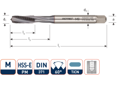 Rotec 347.1000C HSSE-PM 1400 Machinetap DIN 371C/15° M10 TiCN