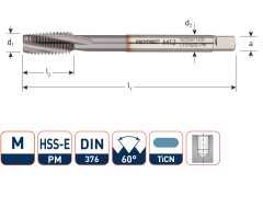 Rotec 347.2000C HSSE-PM 1400 Machinetap DIN 376C/15° M20 TiCN