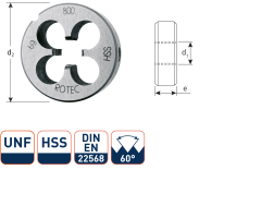 Rotec 364.0024 HSS Ronde Snijplaat DIN 223 UNF 9/16-18