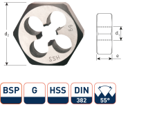 Rotec 377.0125 HSS Zeskante Snijmoeren DIN 382 BSP G 1/8-28